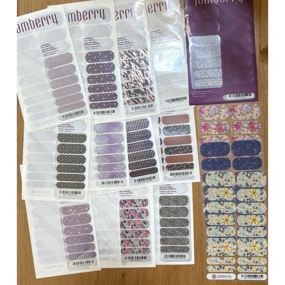 Lot of 15 Jamberry Nail Wraps Mixed Designs Retired HTF Full Sheets - Picture 1 of 11